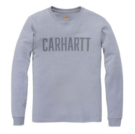 Carhartt Block Logo L/S T-Shirt Heather Grey