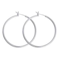 Studex Just Hoops Flat Rhodium Plated Earrings 20MM
