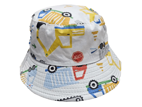 Kids Hat White Trucks
