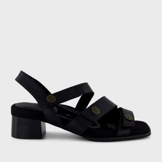 Homyped Kelsi Criss Cross Leather Sandals in Black Size 10