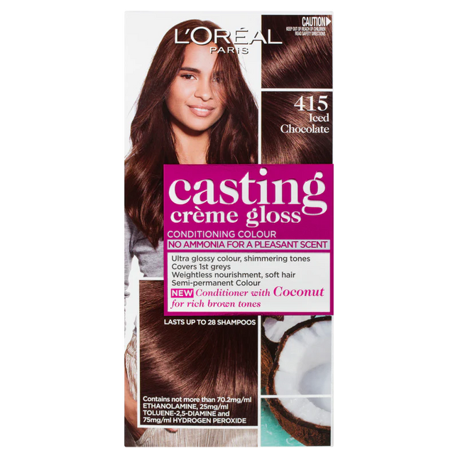 L'Oreal Paris Casting Creme Gloss Semi-Permanent Hair Colour - 415 Iced Chocolate(Ammonia Free) - OhYouLuckyDuck.com.au