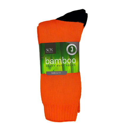 Bamboo Heavy Duty Socks Orange 6-11