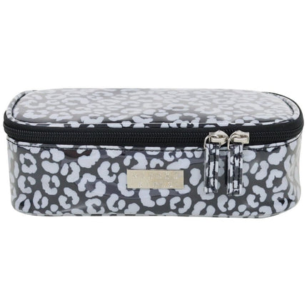 Wicked Sista Watercolour Leopard Print Rectangle Makeup Brush Bag Black and Grey