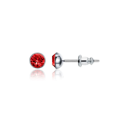 Sterling Silver Signature Stud With Siam Crystal Drop Earrings