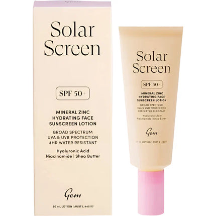 Gem Solar Screen Spf50+ Mineral Zinc Hydrating Face Lotion