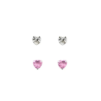 Rossan Duo Heart Belly Bar with Aquamarine and Light Amethyst Cubic Zirconia