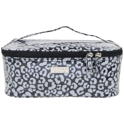 Wicked Sista Watercolour Leopard Print Beauty Case in Black and Grey Medium