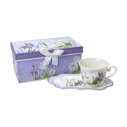 Lavender Teacup & Biscuit Saucer Set