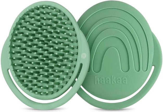 Haakaa Rainbow Silicone Shampoo Brush and Scalp Massager in Pea Green