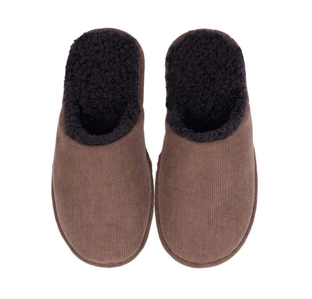 SnuggUps Men's Large Slide Slippers Chocolate