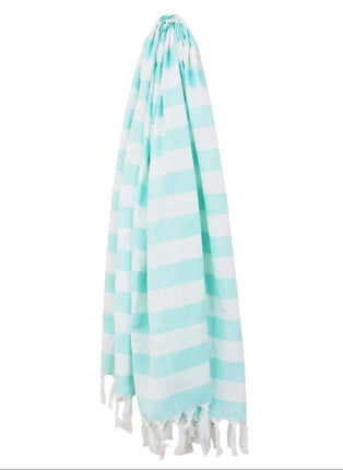 Wicked Sista Fringed Towel Wide Stripe Mint