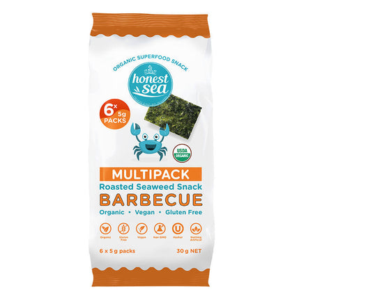 Honest Sea Bbq Seaweed Snack Gluten Free and Vegan 6 Pack 24G