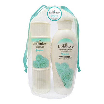 Enchanteur Gorgeous Gift Bag Set 100gm Talc Powder and 200ML Body Lotion