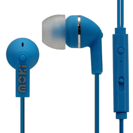 Moki Noise Isolation Earbuds with Microphone & Control - Blue