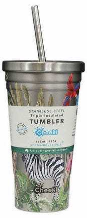 Cheeki Insulated Stainless Steel Tumbler with Straw Jungle 500ML