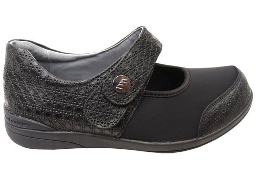Homyped Maya Jane Womens Leather Comfort Shoes Black E Fitting