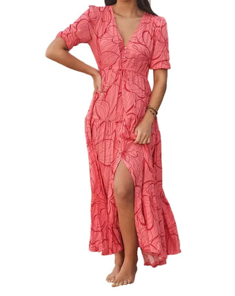 Ginger Bear Boutique Tessa Maxi Dress Rosella Print with Adjustable Tie Waist