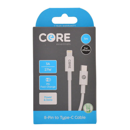 Core 8-Pin to USB C Cable Charging Cord 1m For Apple iPhone 14 13 White