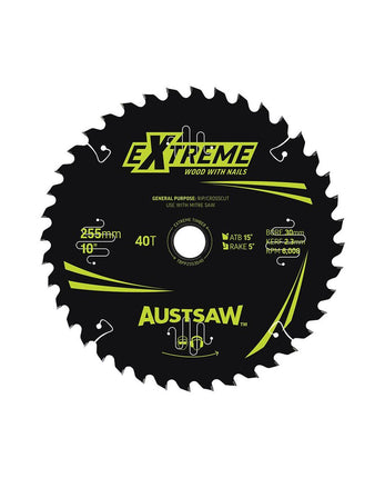 Austsaw Blade Wood With Nails 30 X 255mm X 40T