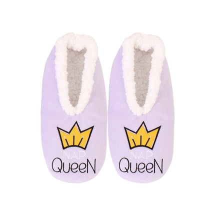 Splosh Snuggups Women Quote Nap Queen Slippers Soft Non-Slip Small 5-6 Purple