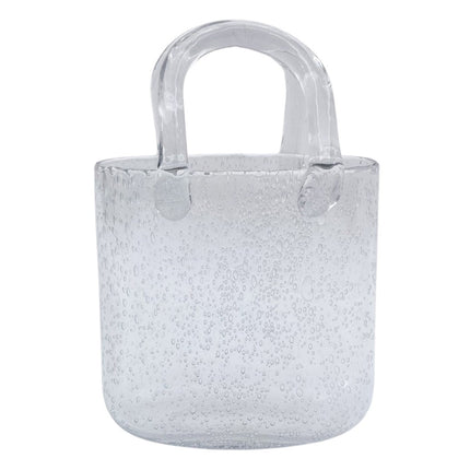 Urban Plain Handbag Glass Flower Vase Clear Decorative Decor 23CM