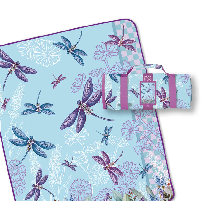 Lisa Pollock Picnic Rug Lavender Dragonflies