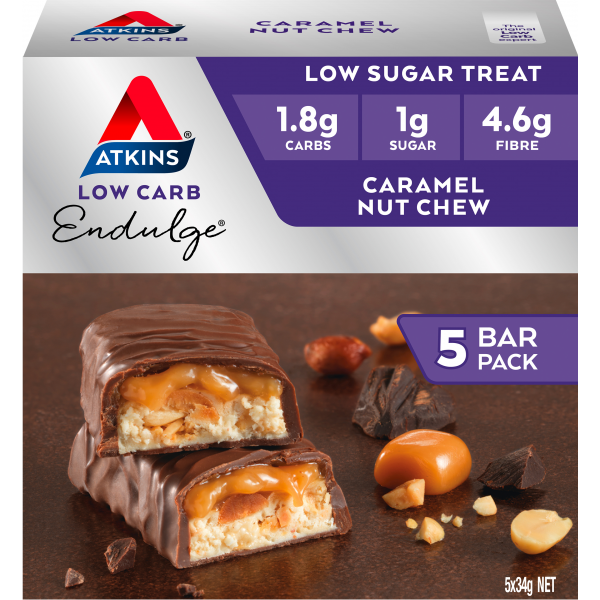 Atkins Endulge Caramel Nut Chew Bars 5 Pack 170G