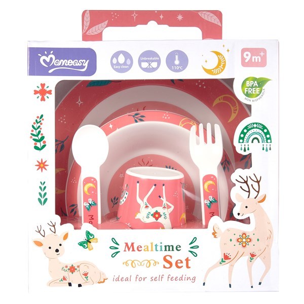 Momeasy Baby Meal Time Set with Silicone Suction Bowl Bib and Spoon