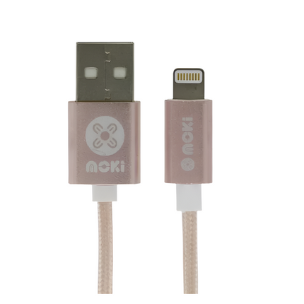 Moki Braided Lightning Syncharge Cable Rose Gold