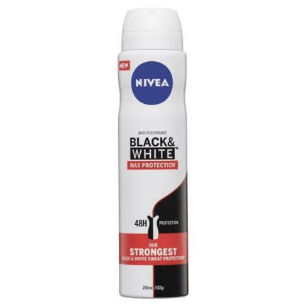 Nivea Black & White Max Protection Anti-Perspirant Aerosol Spray 250mL - OhYouLuckyDuck.com.au