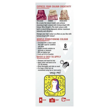 Schwarzkopf Ultra Brights Live Colour Raspberry Rebel - OhYouLuckyDuck.com.au