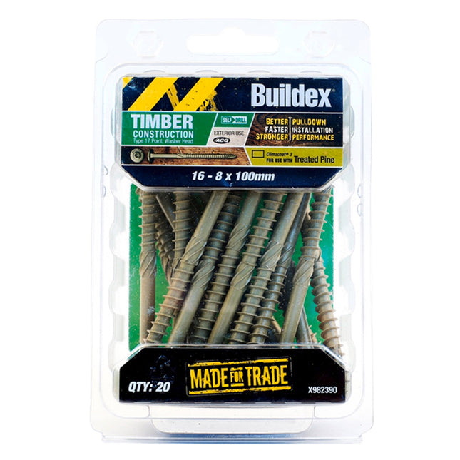 Buildex Climacoat Type 17 Timber Construction Screw 16-8 x 100mm  20 Pack