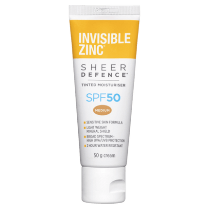 Invisible Zinc Sheer Defence Tinted Moisturiser SPF50 50g