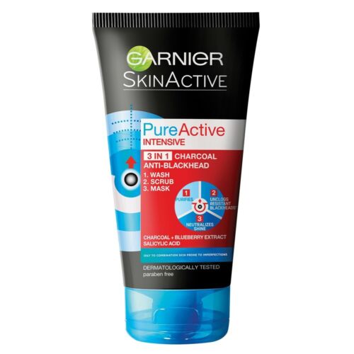 Garnier Pure Active 3 in 1 Charcol Wash 150ML - OhYouLuckyDuck.com.au