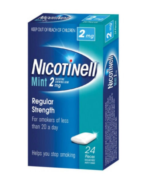 NICOTINELL GUM 2MG MINT 24 - OhYouLuckyDuck.com.au