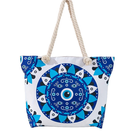 Ginger Bear Boutique Beautiful Large Blue Pattern Beach Tote Bag