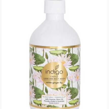 Indigo Organic Hand & Body Wash White Ginger Lily 500ML