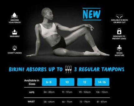 U By Kotex Reusable Period Undies Bikini Regular Size 14-16 - OhYouLuckyDuck.com.au
