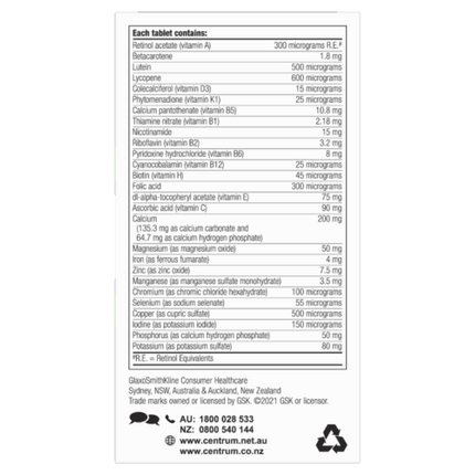 Centrum Advance 50+ 100 Tablets - OhYouLuckyDuck.com.au