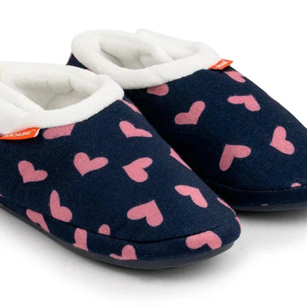 Archline Closed Slippers Navy With Hearts Size 38