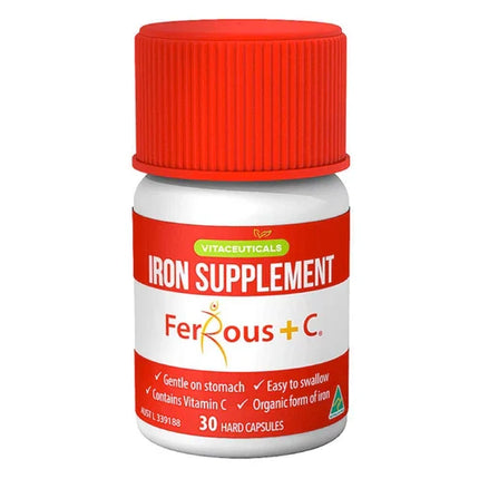 Vitaceuticals Ferrous Plus C Iron Supplement 30 Capsules