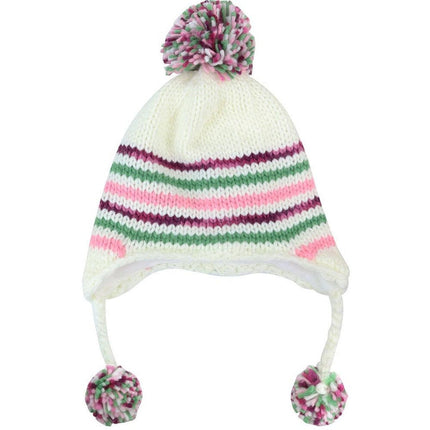 Foote Street Unisex Multi Stripe Beanie With Pom Pom For Kids