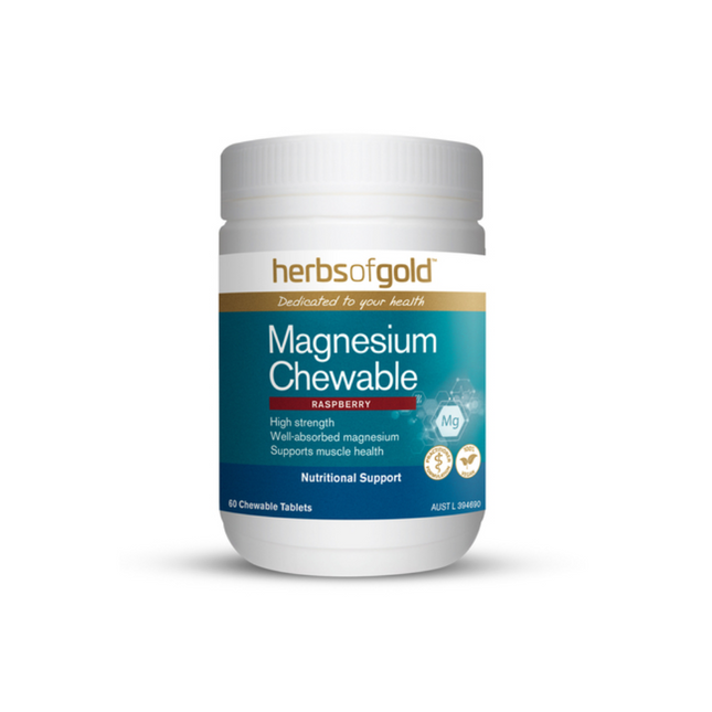 Herbs of Gold Magnesium Chewable Raspberry 60 Tablets