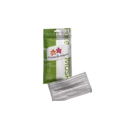 Cause I'M Happy Face Mask White 10Pk