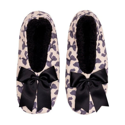 Snuggups Womens Printed Bow Black Slippers Size Small Eu 35 To 37