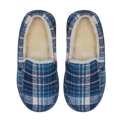 Snuggups Mens Moccasin Slippers Navy Plaid Eu 45 To 46