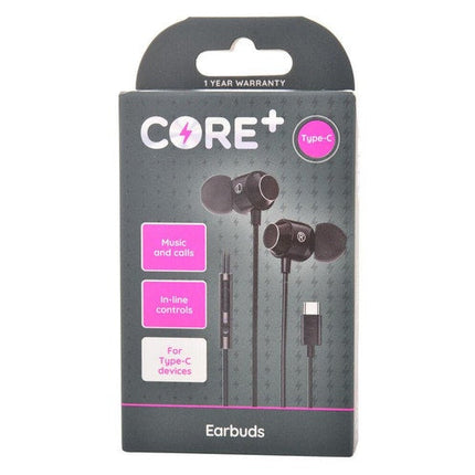 Core Type C In Ear Earphones Earbuds Music Calls Wired with Mic 1.2m B ...