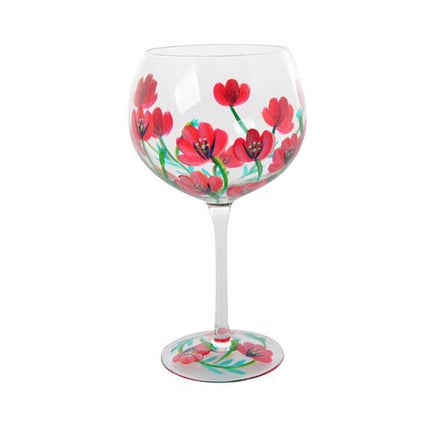 Gibson Gifts Lynsey Johnstone Hand Painted Gin Glass Poppies