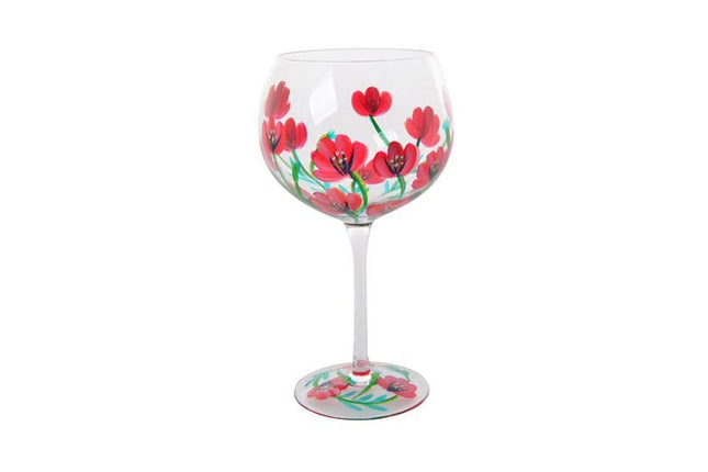 Gibson Gifts Lynsey Johnstone Hand Painted Gin Glass Poppies