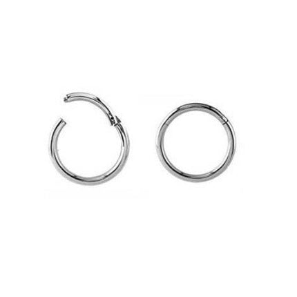 Ross Titanium Hinged Segment Hoop Ring Silver 10MM